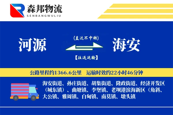河源到海安物流公司