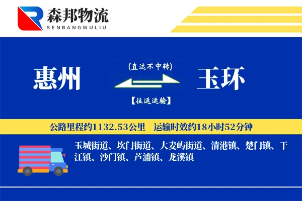 惠州到玉环物流公司