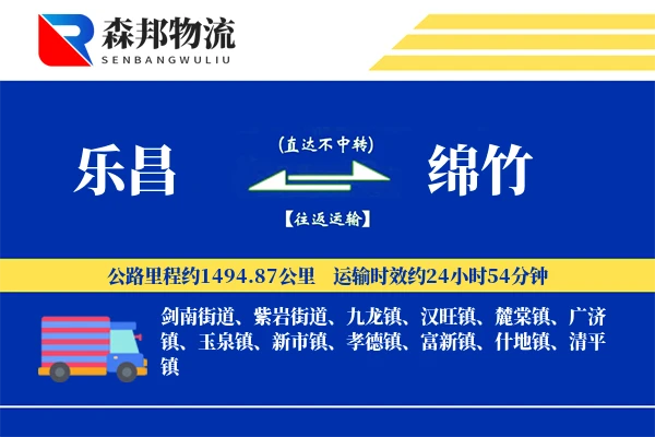 乐昌到绵竹物流公司