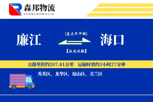 廉江到海口物流公司
