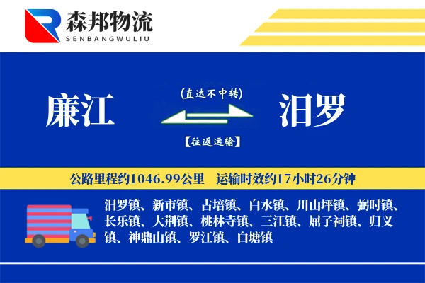 廉江到汨罗物流公司