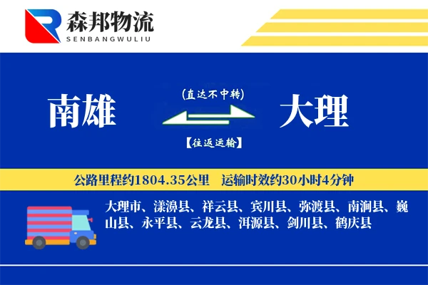 南雄到大理物流公司