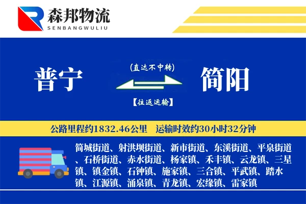 普宁到简阳物流公司