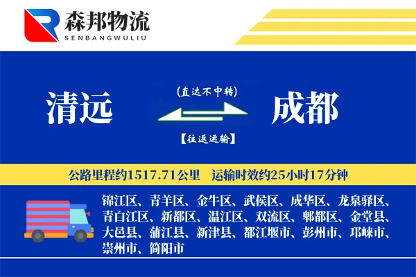 清远到成都物流公司