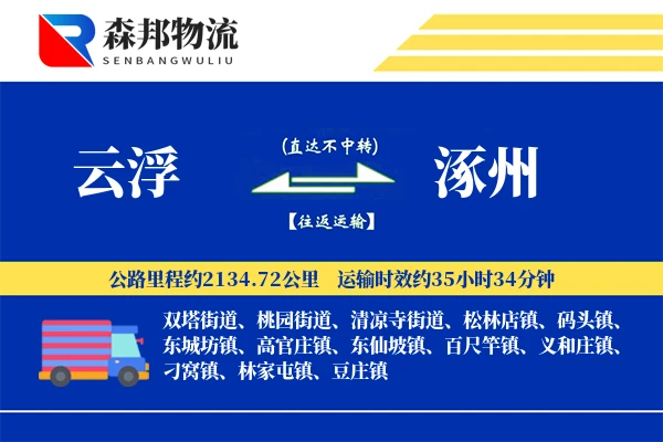 云浮到涿州物流公司